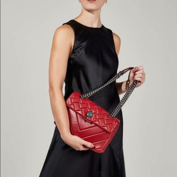 Kurt Geiger London Red Kensington Medium Leather Shoulder Crossbody Bag Purse - Picture 15 of 16